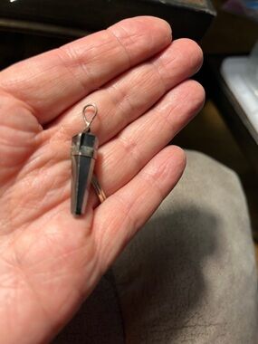 Black Faceted Stone Pendant Charm 1509